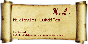Miklovicz Lukács névjegykártya